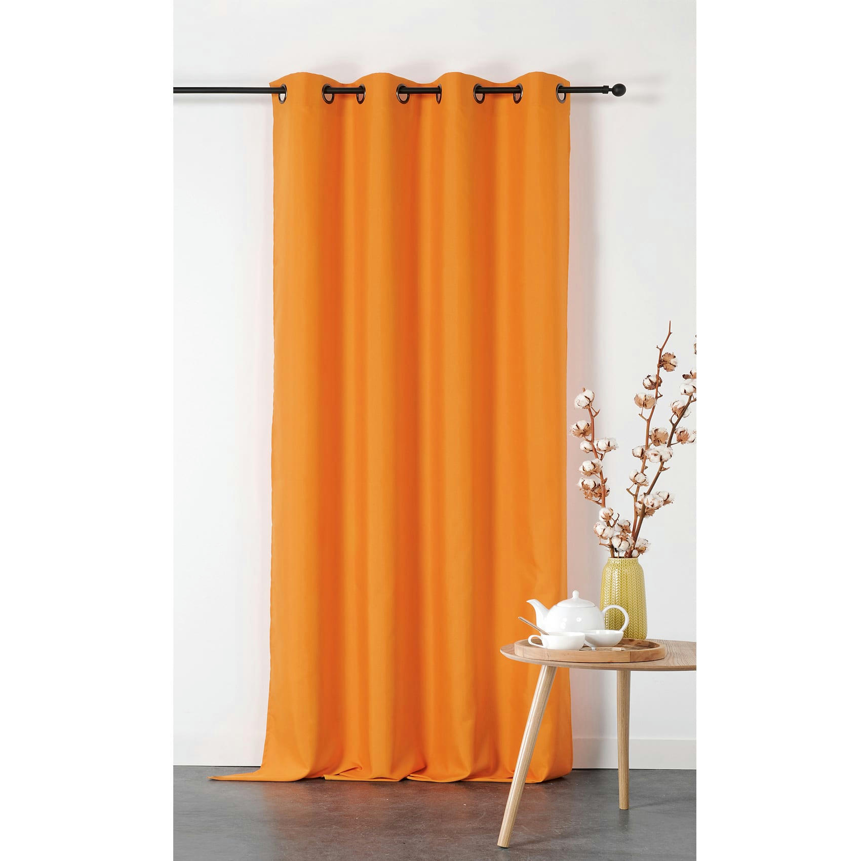- Rideau double natte polyester orange 135x240 cm