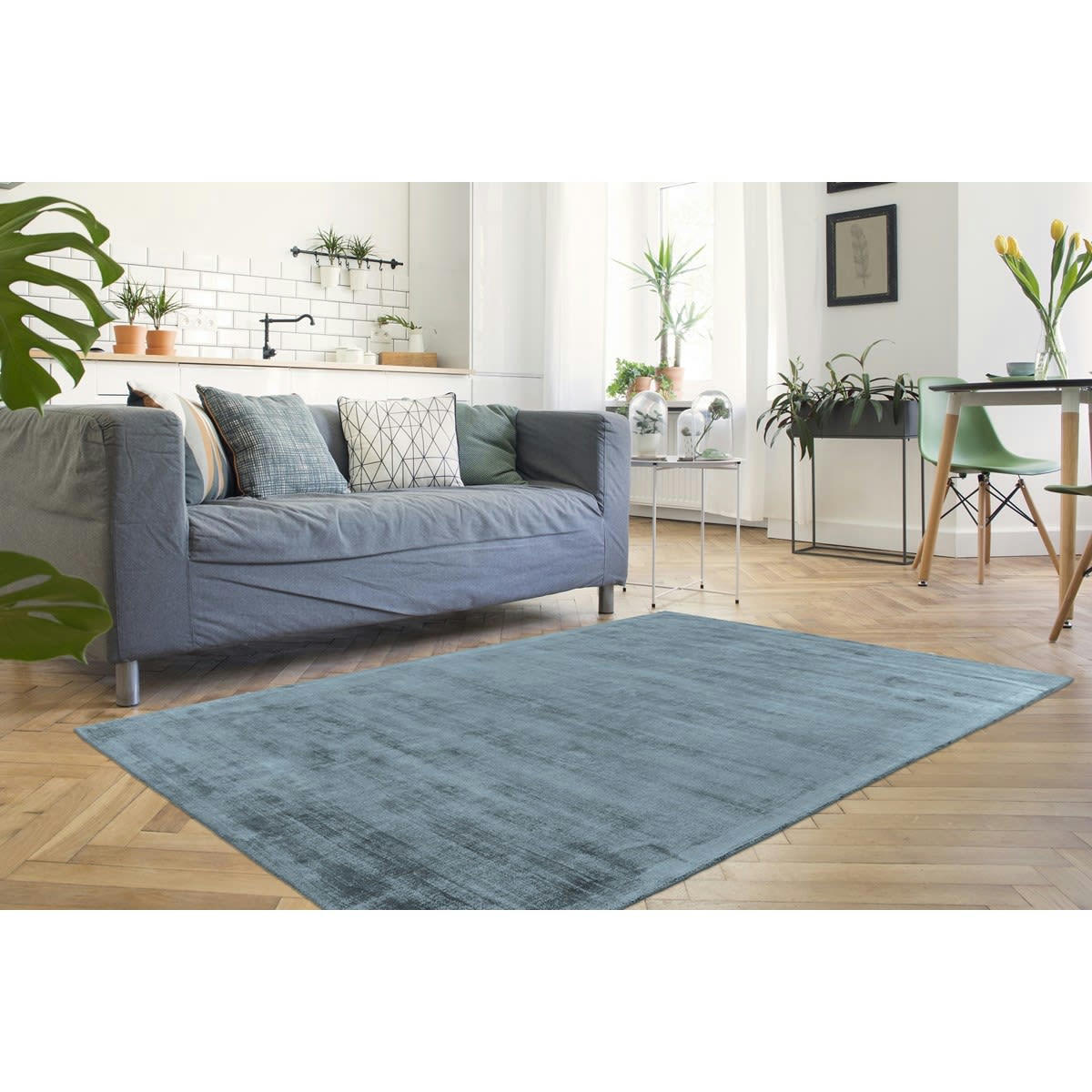 UPTOWN - Tapis moderne en Soie Bleu 200x290 cm