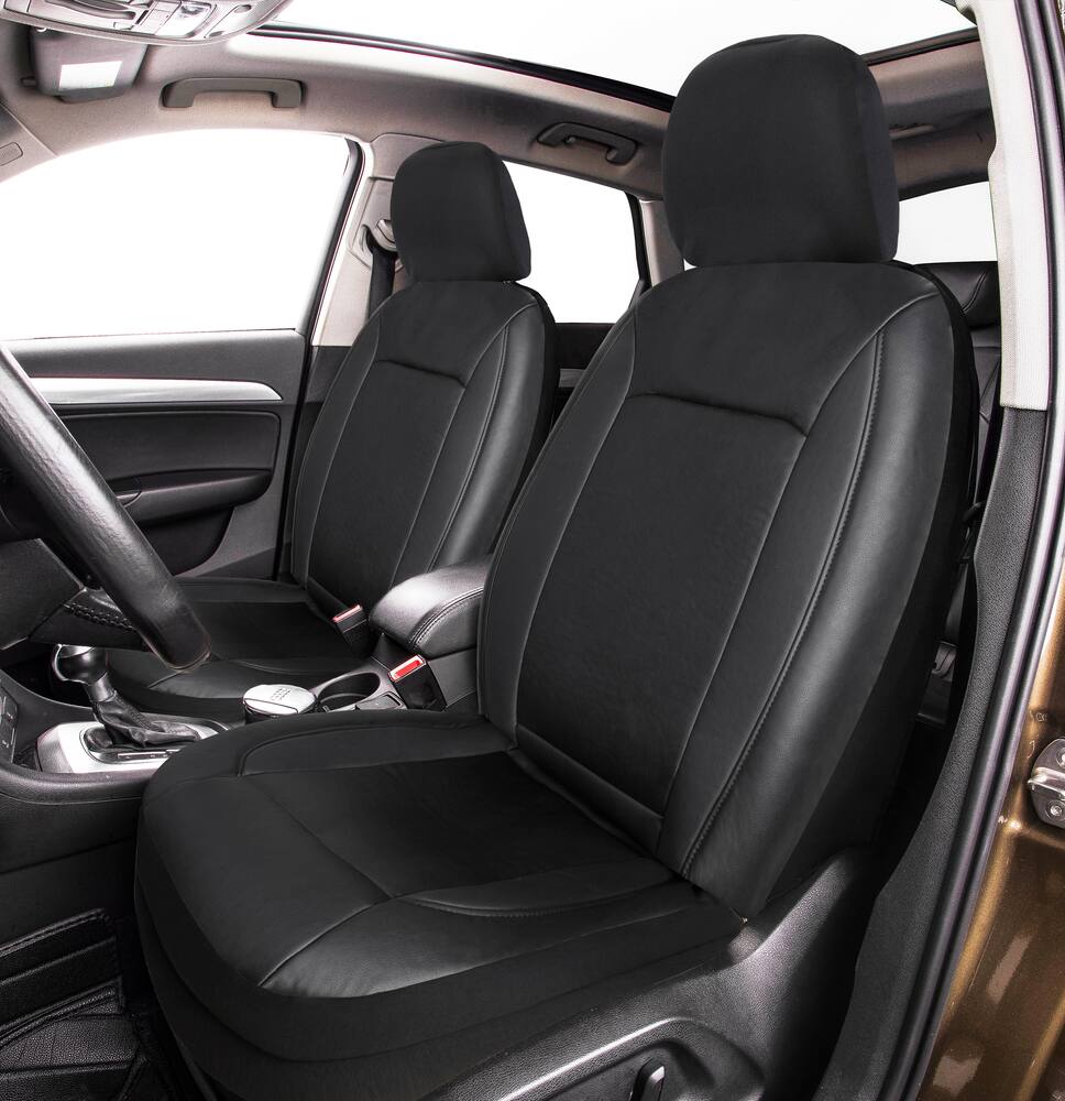 AutoTrends Faux Leather Ultimate Fit Truck Seat Cover, 2-pk