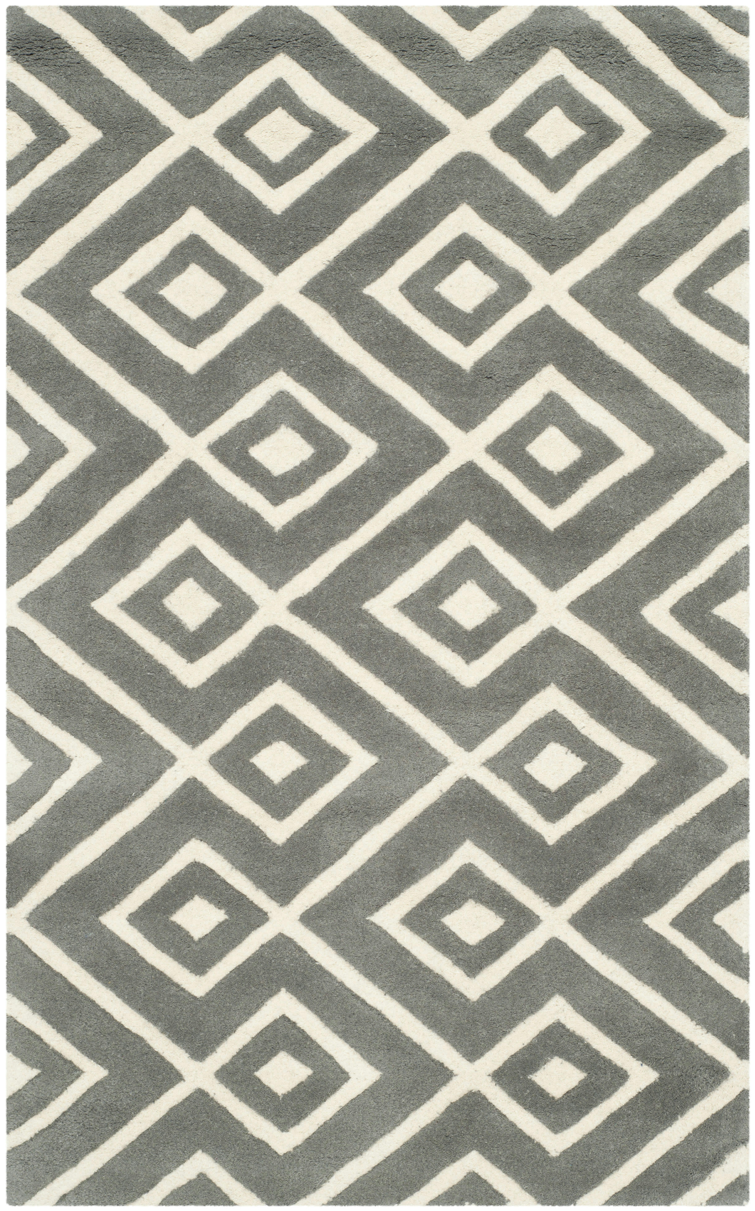 CHATHAM - Tapis de salon interieur en  gris fonce & ivoire, 91 x 152 cm