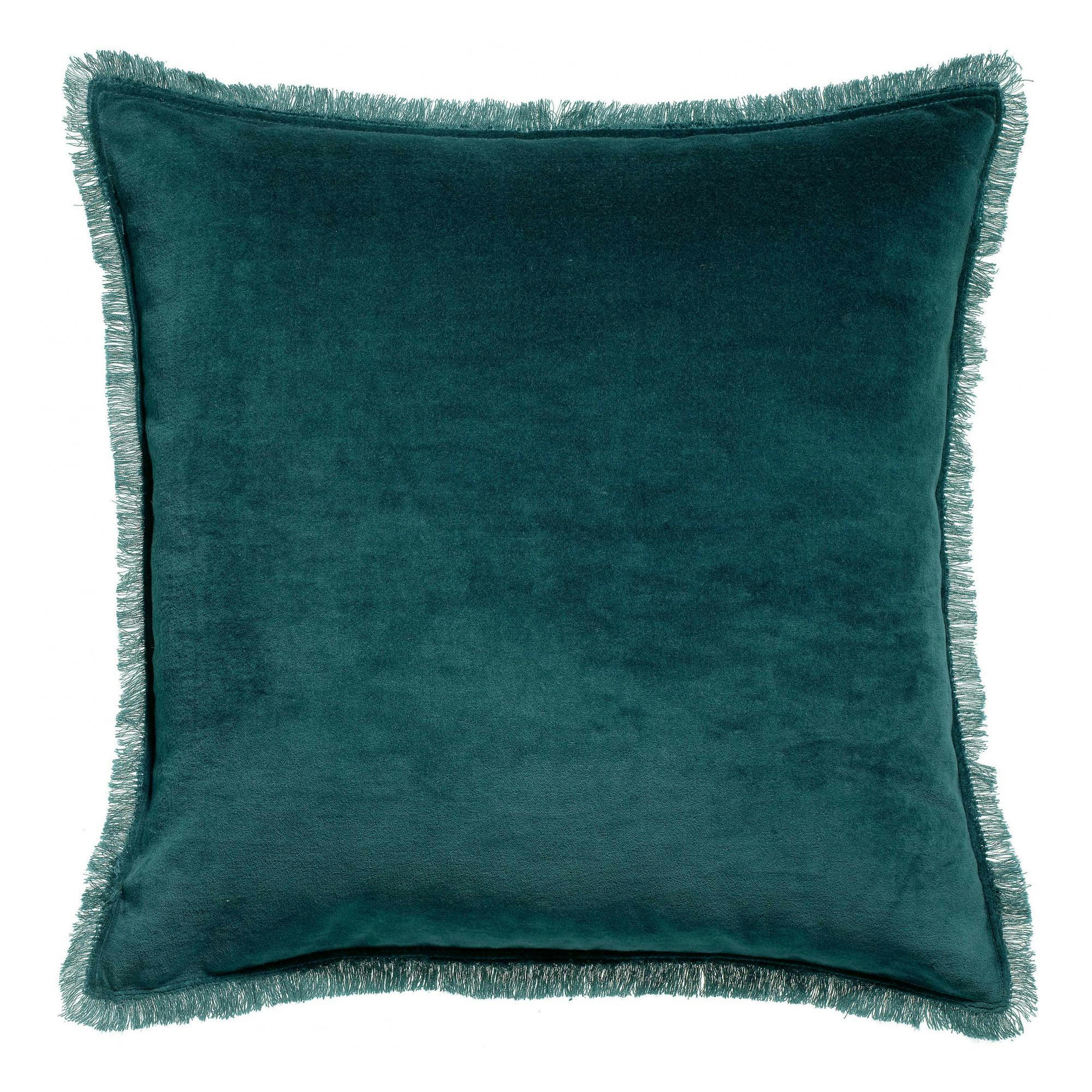 FARA - Coussin uni  en coton paon 45 x 45