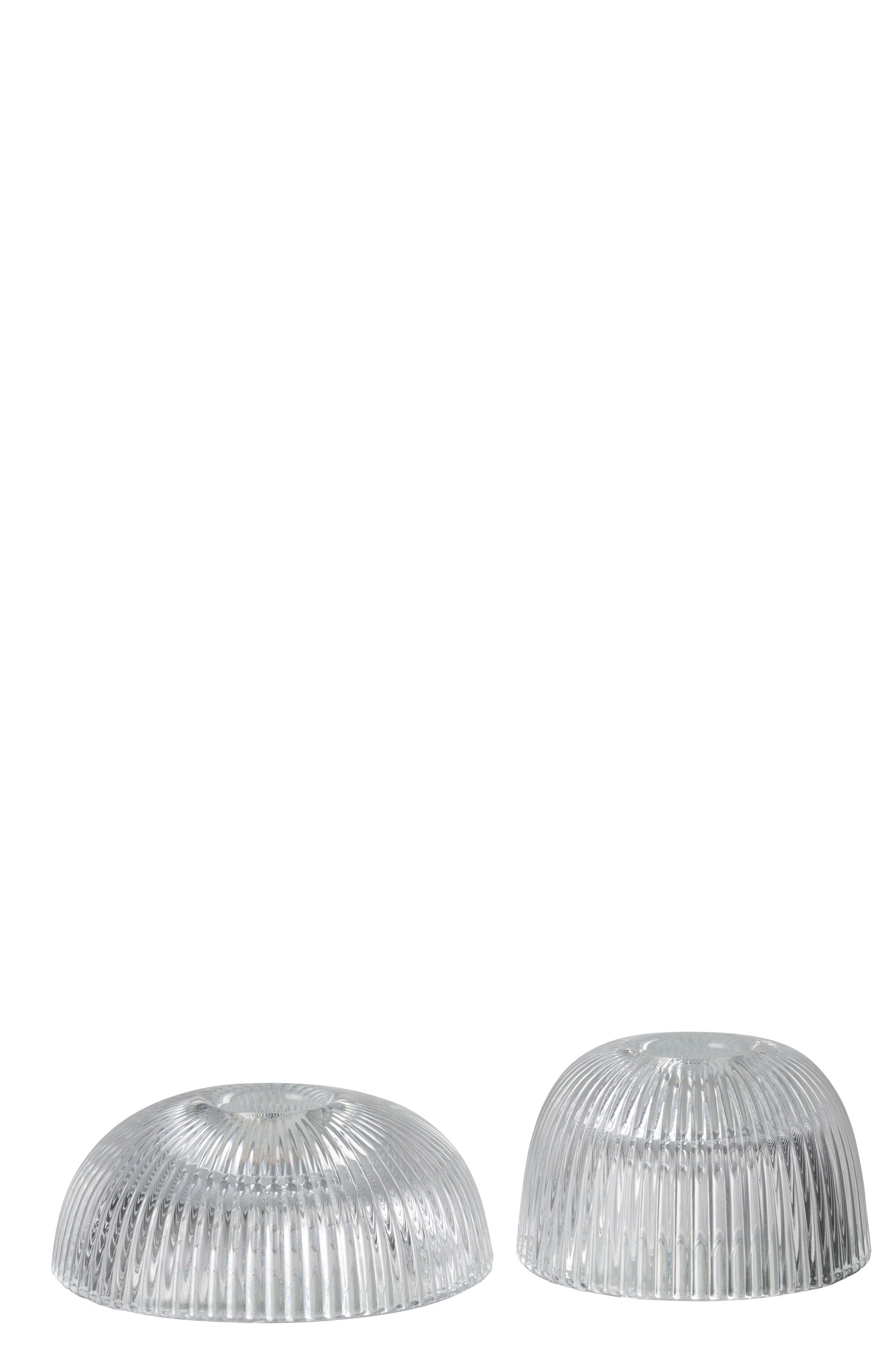 J-Line kaarshouder canele - glas - transparant - 2 stuks