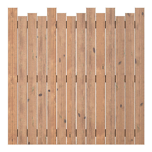Panneau déstructuré de clôture Kauri en bois traité marron L. 180 x H.180 cm