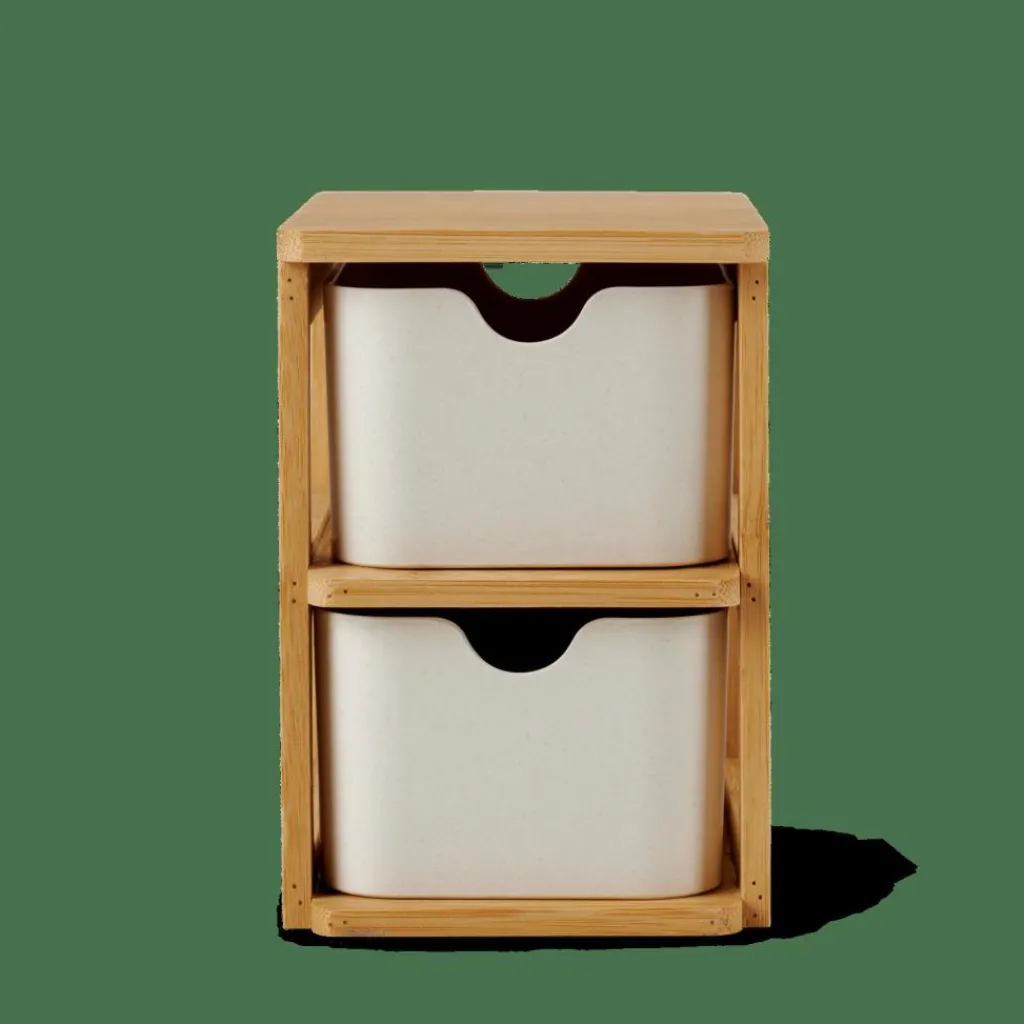 Accessoires Bureau^CASA KONDO Organisateur 2 Tiroirs Blanc, Naturel
