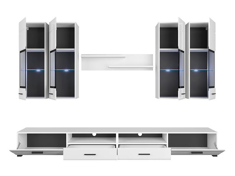 Meblościanka Attac IV 280 cm biała z LED