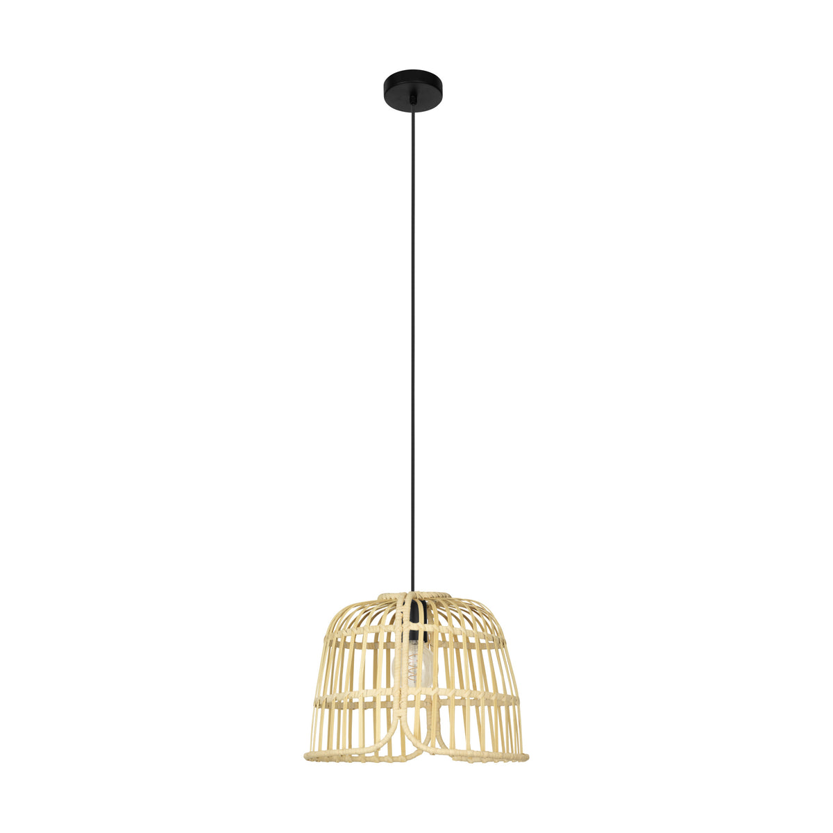 EGLO hanglamp Glyneath - e27 - ø 37,5 cm - zwart/hout