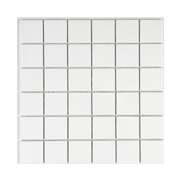 Mosaïque en solid surface 100 x 50 cm - carreau 5 x 5 cm blanc pur lisse