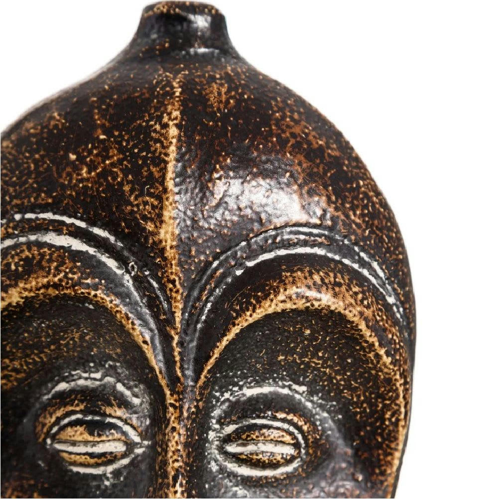 MASQUE - Décoration à poser long masque ethnique aspect or vieilli H41,5cm