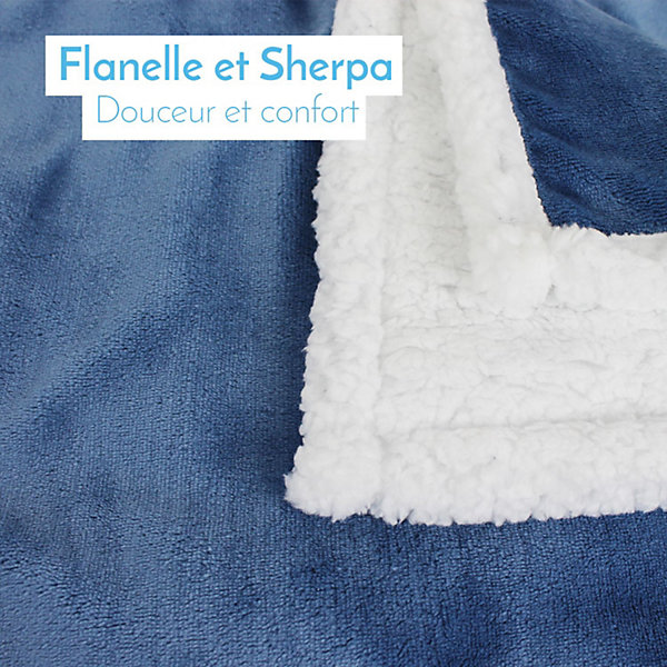 Couverture, plaid polaire pour enfant 75 x 100 cm en flanelle et sherpa ultra doux - Bleu - Monsieur Bébé
