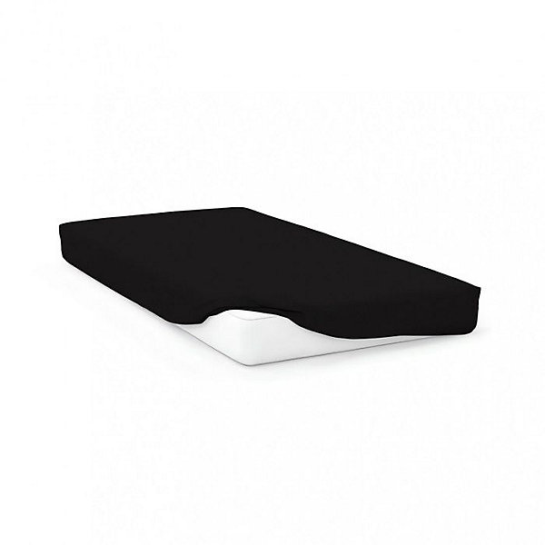 Drap housse en coton 57 fils 200x200 cm UNI noir, par Soleil d'ocre