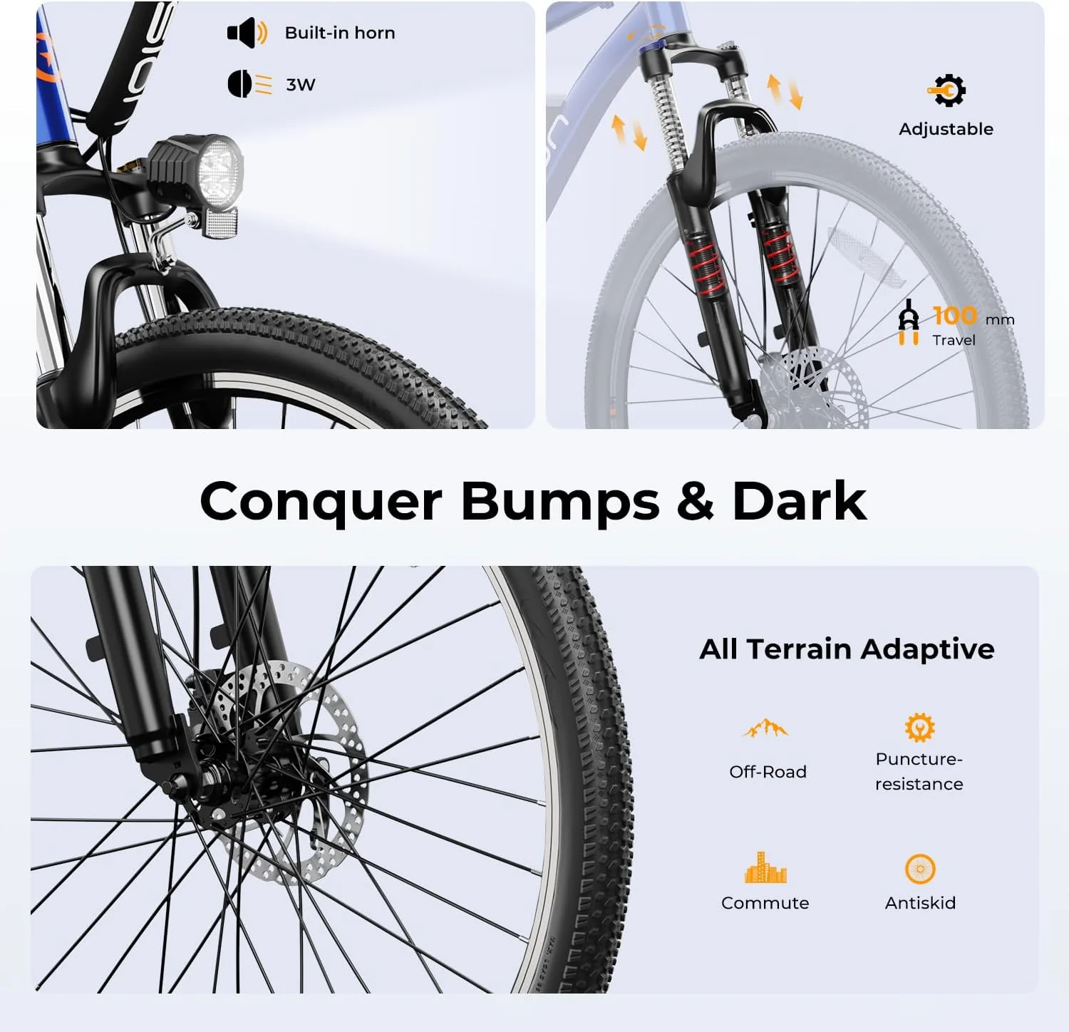 Eb5 Electric Bike 500W Motor 40Miles 20Mph(Dark/Standard)