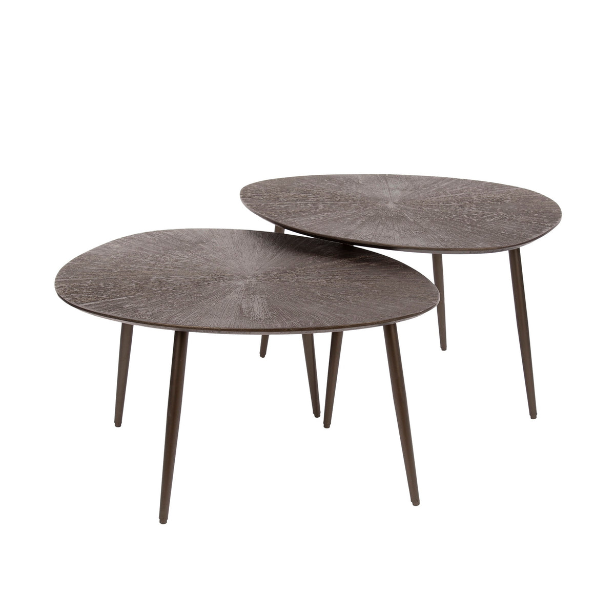 Giga Meubel Salontafel Brown Ray Metal - Bruin Metaal - Set van 2