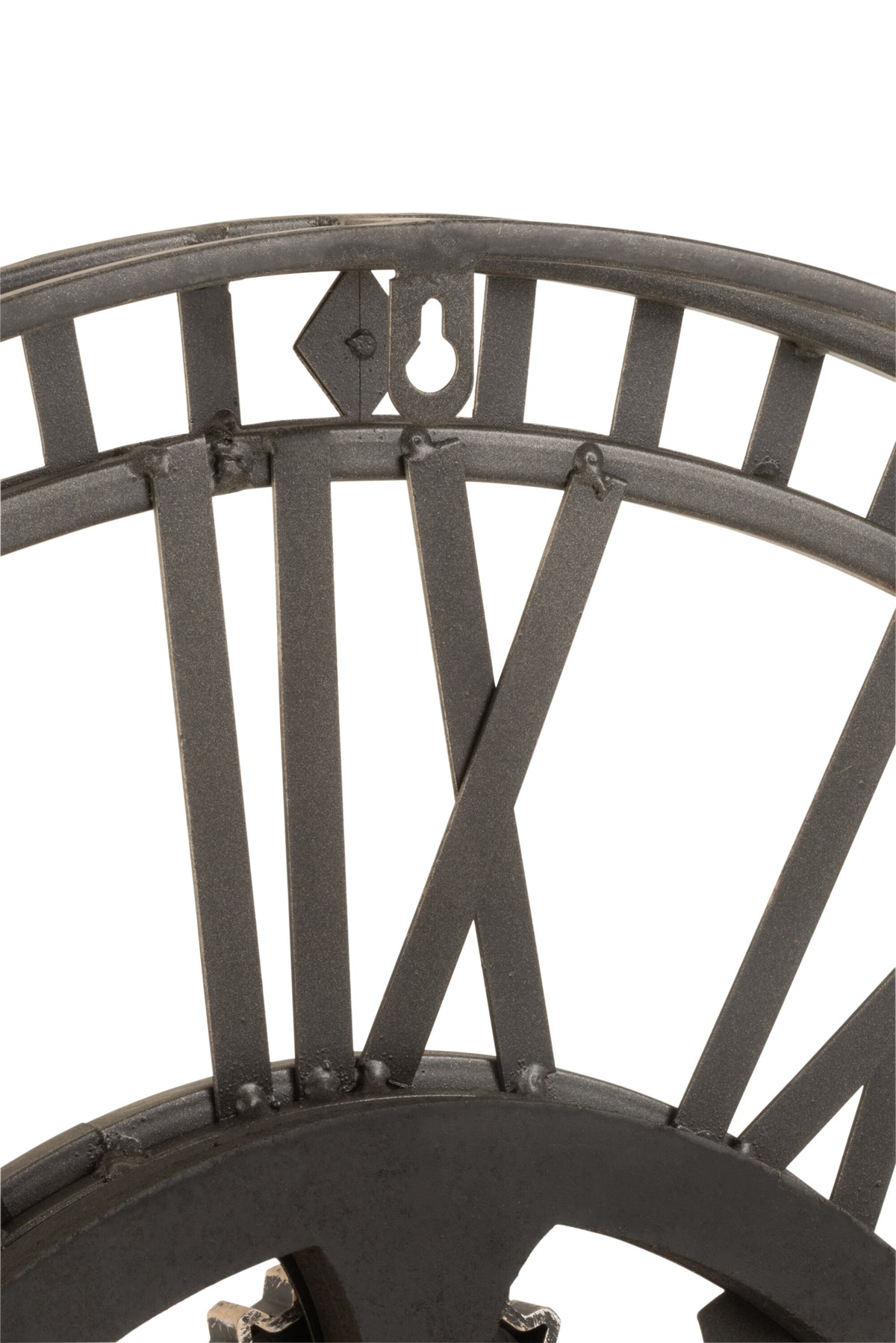 J-Line klok Romeinse Cijfers Radars Binnenwerk - metaal - antiek grijs - Ø 60 cm
