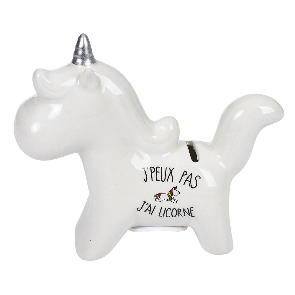 Tirelire licorne céramique blanche