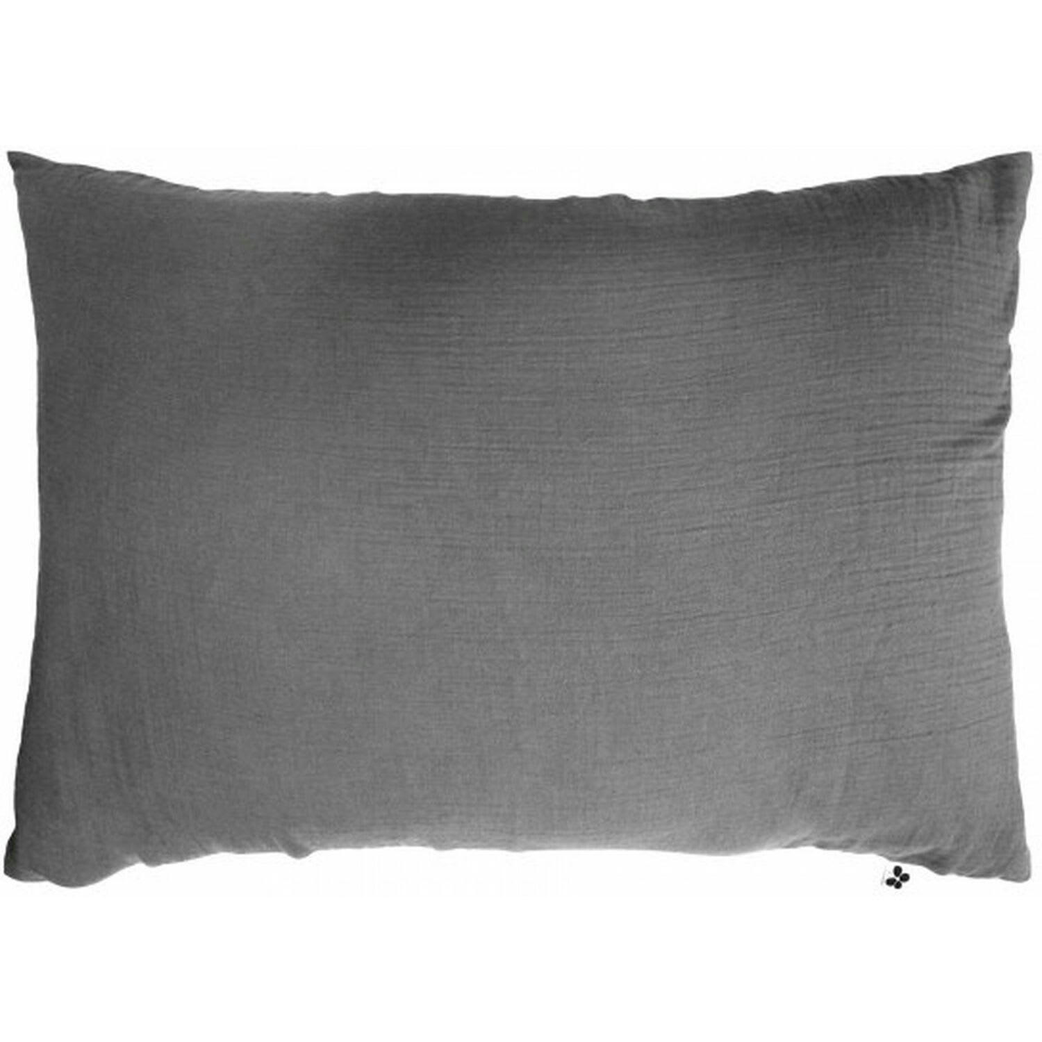 GAZE DE COTON UNIE - Taie d'oreiller gaze de coton gris 50x70 cm