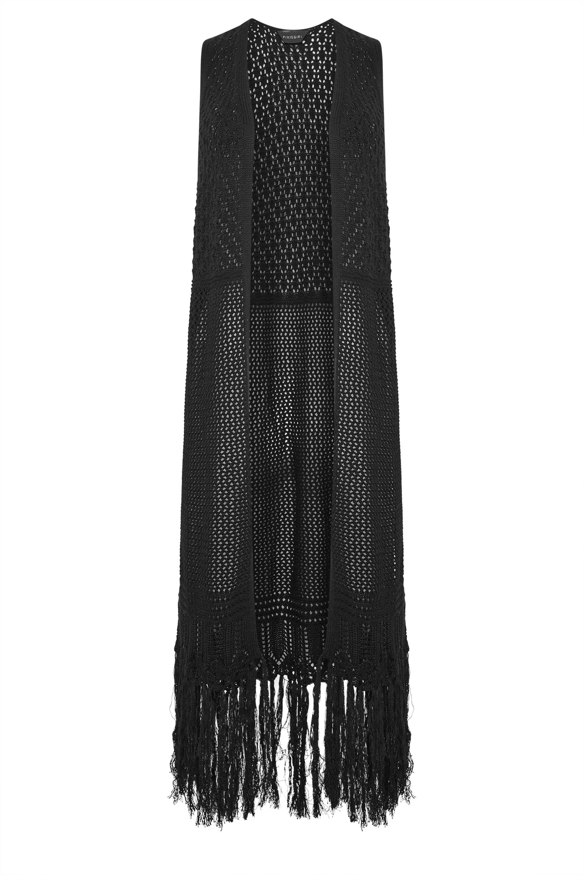 PixieGirl Petite Crochet Longline Waistcoat