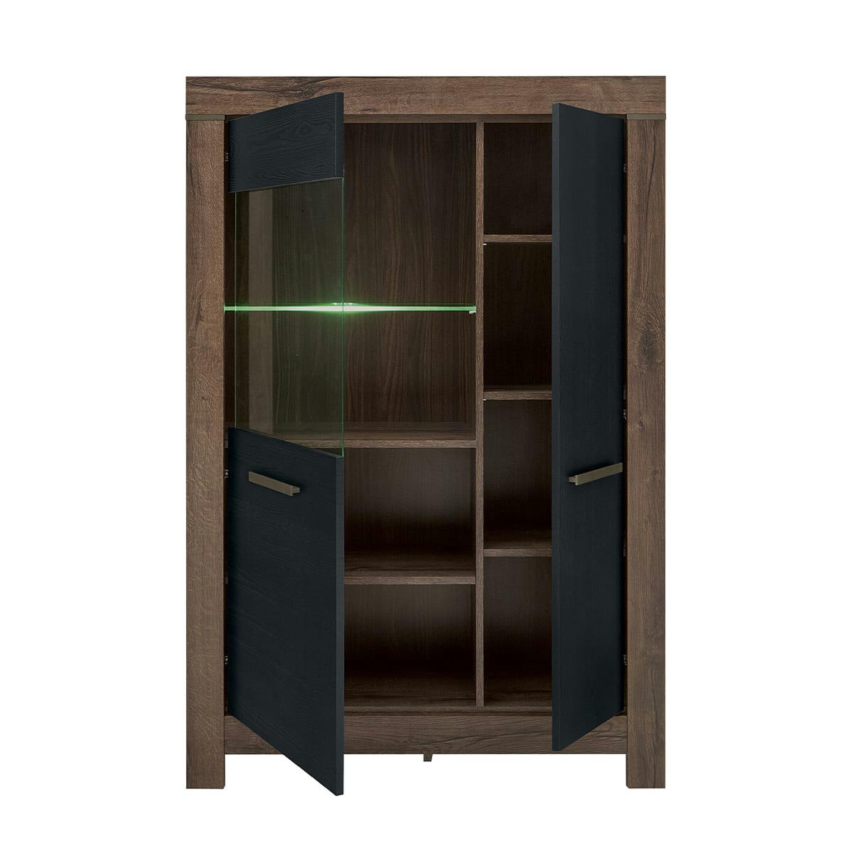 - Vaisselier 2 portes panneaux agglomérés naturel et noir