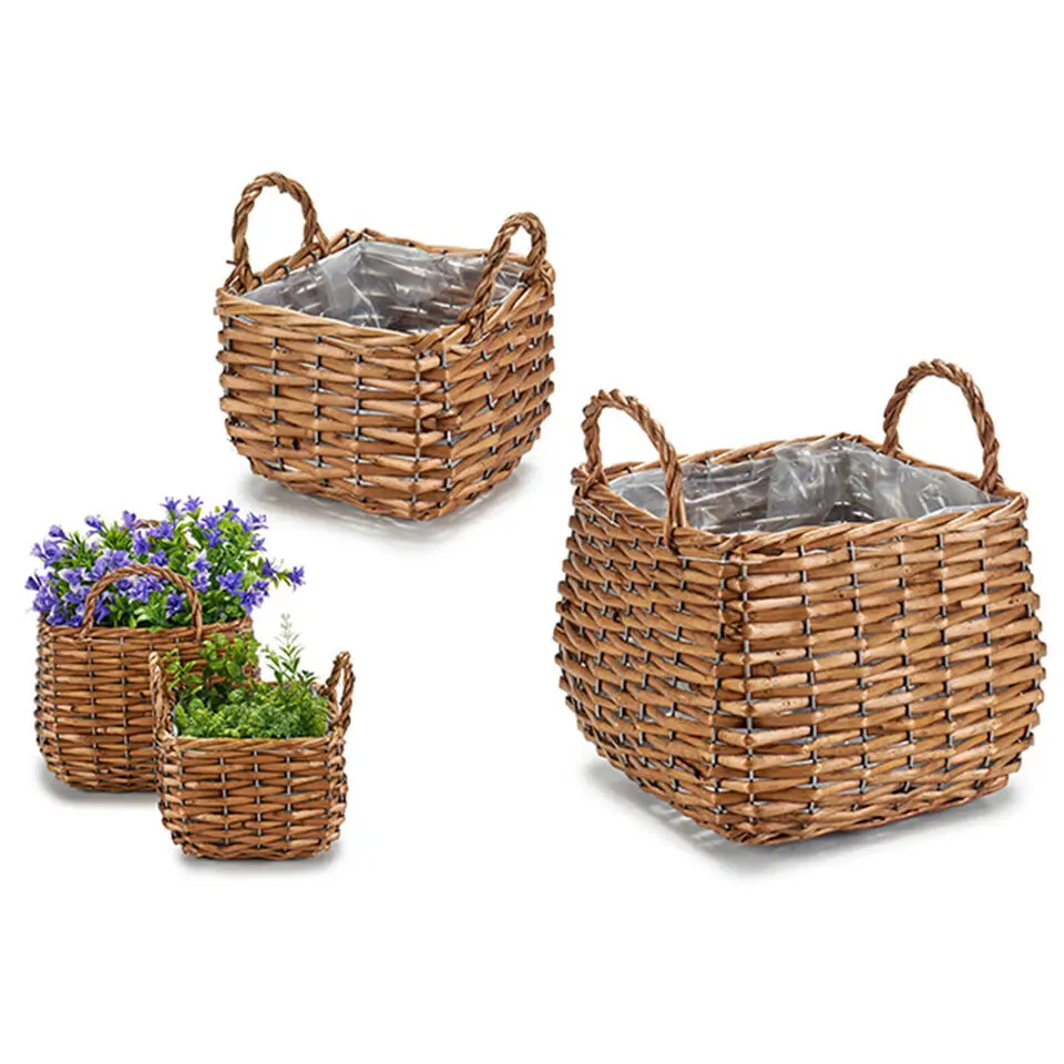IBERGARDEN Plantenbak-mand - gevlochten riet - 23 x 23 x 15 cm