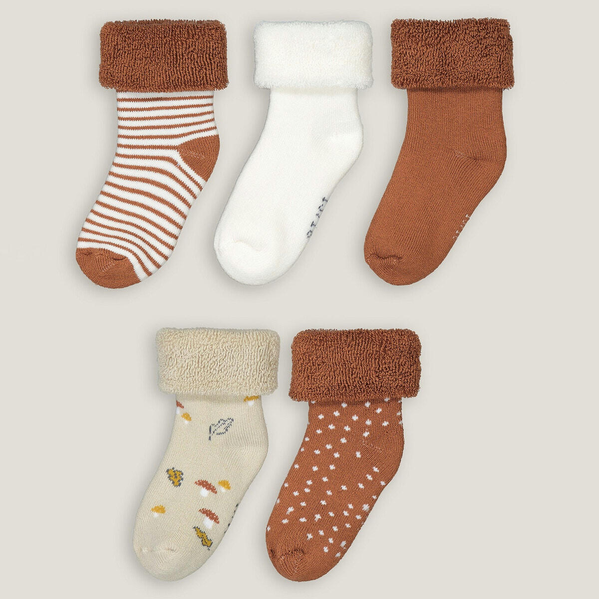 Lot de 5 paires de chaussettes, thème champignons