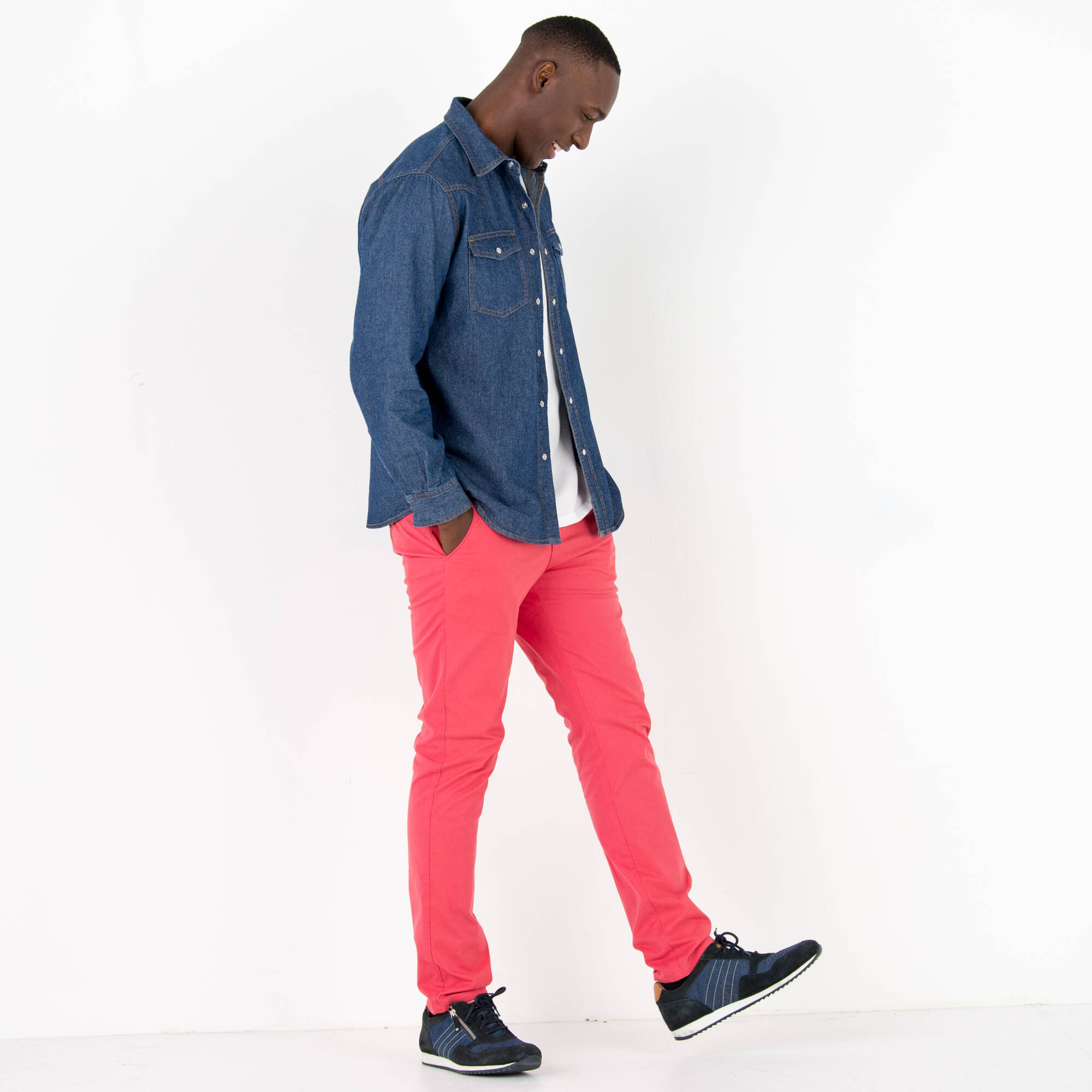 Chemise pressionnée manches longues en jean