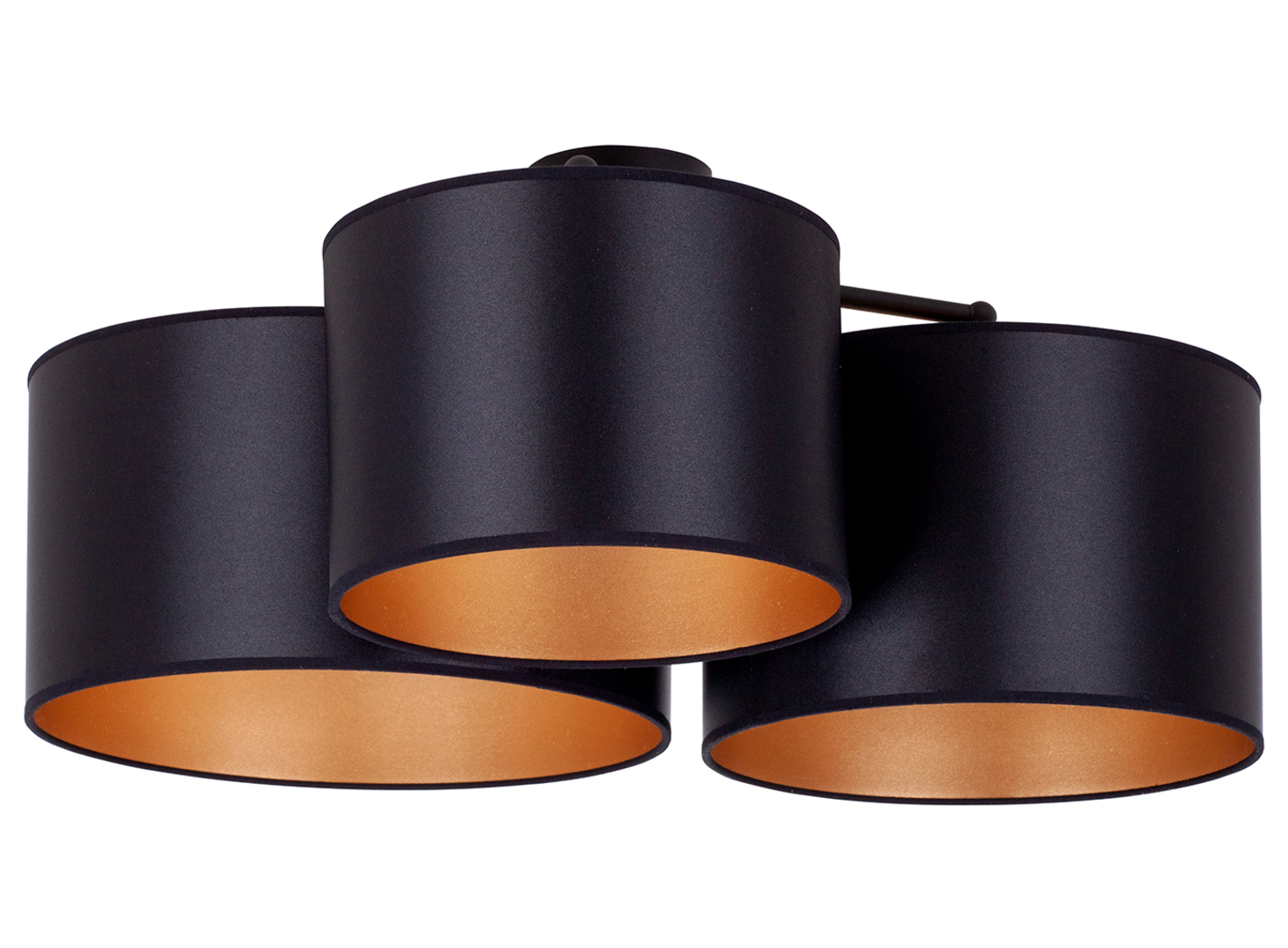 Lampa sufitowa Shiny 3-punktowa tkaninowa czarno-złota