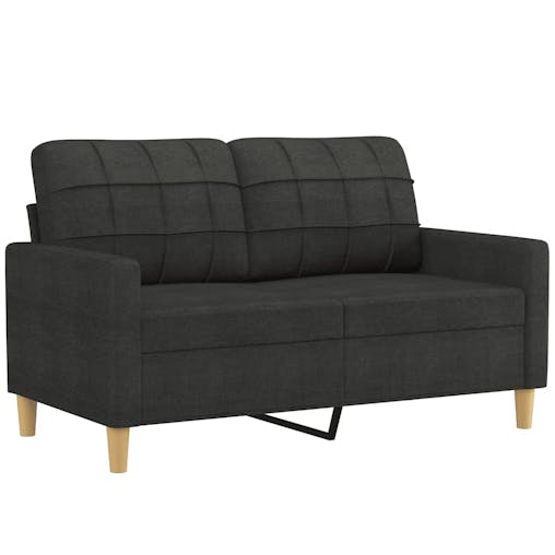 NNEVL 3 Piece Sofa Set with Pillows Black Fabric