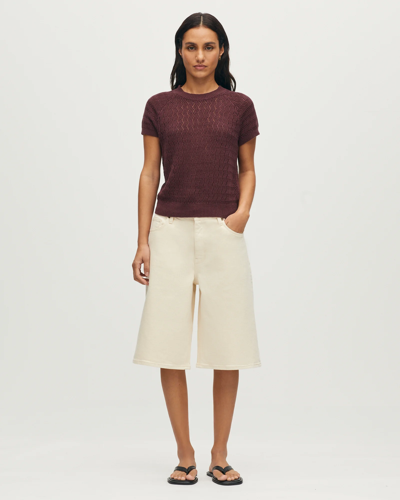 Pull manches courtes en lin