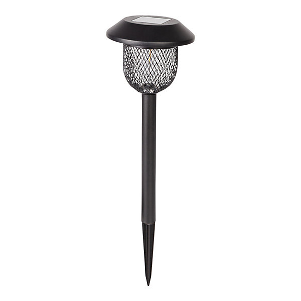 Lampe à piquer d'extérieur solaire LED intégrée métal noir IP44 0.2W blanc chaud