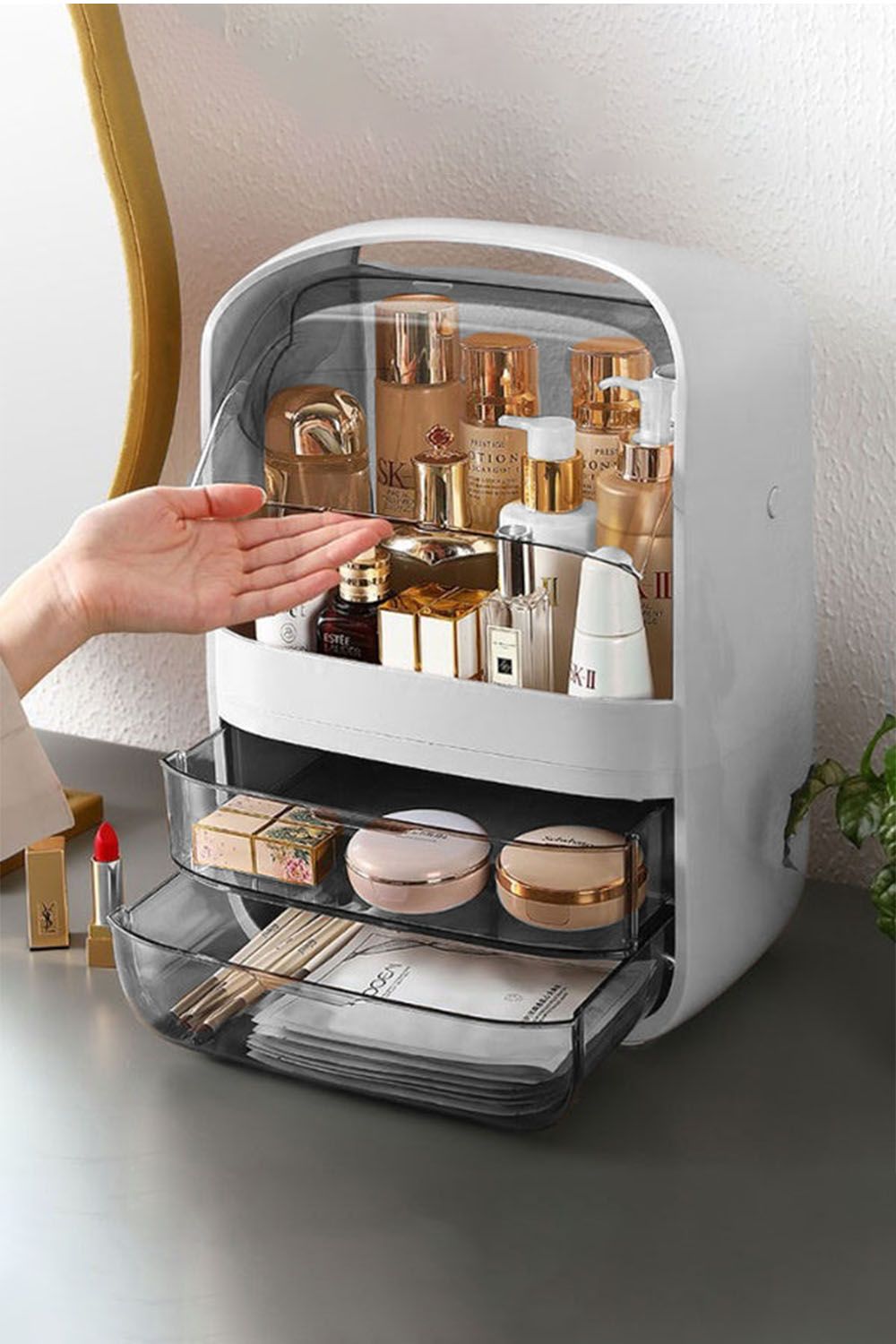 SHEONLY Cosmetic Makeup Storage Organiser Skincare Display Box Case With Portable Handle