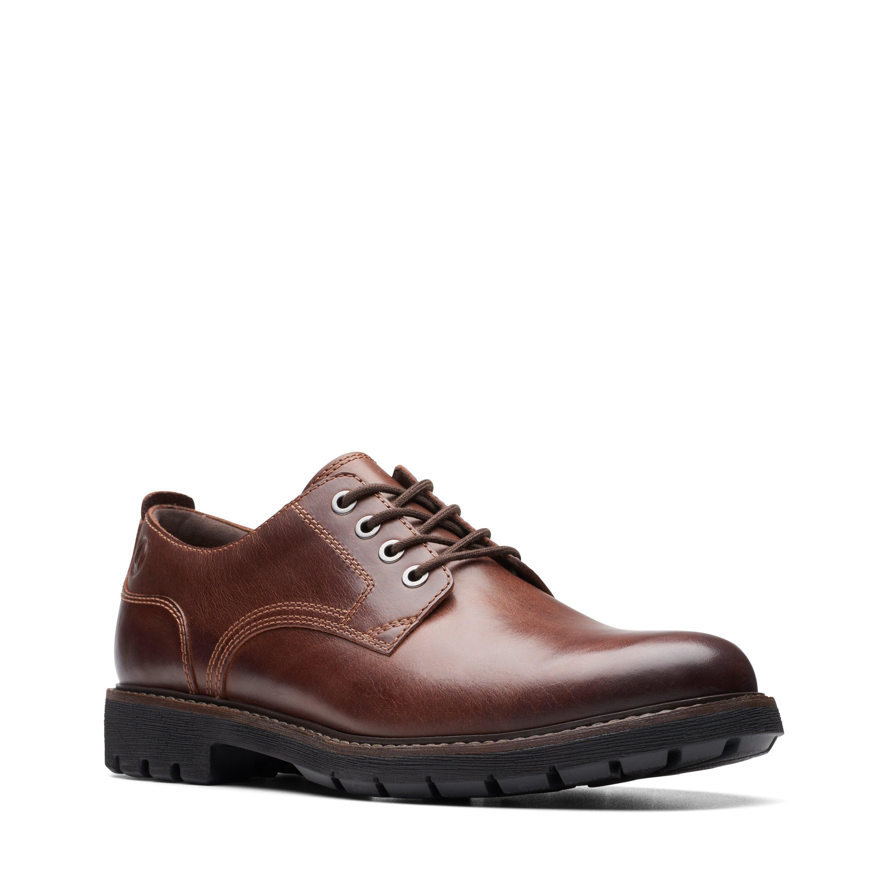 Clarks Batcombe Tie Dark Tan Leather Derby Shoes,Lace Up