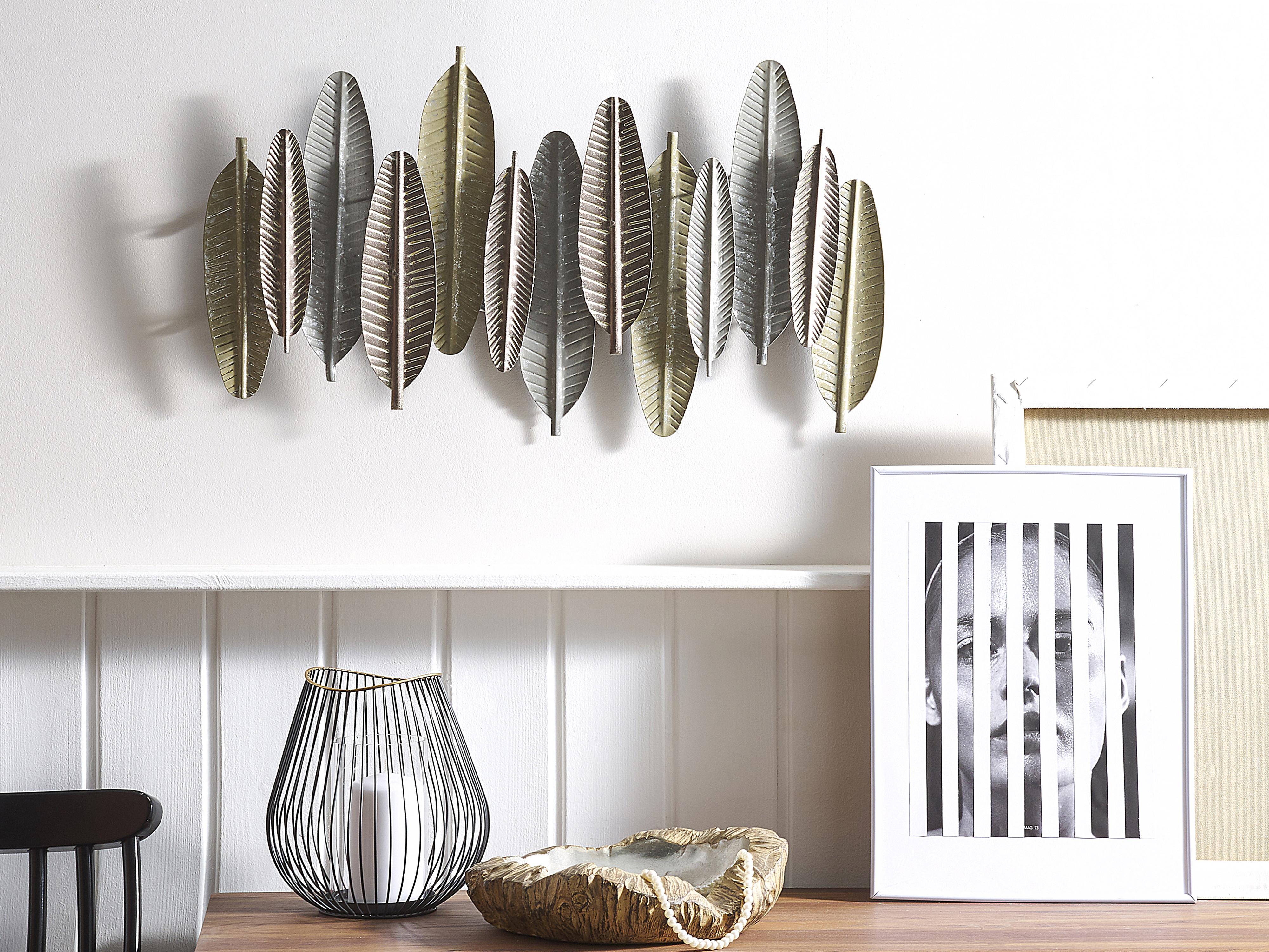 Wall Decor Feather ANTIMONY Metal 37 cm Silver