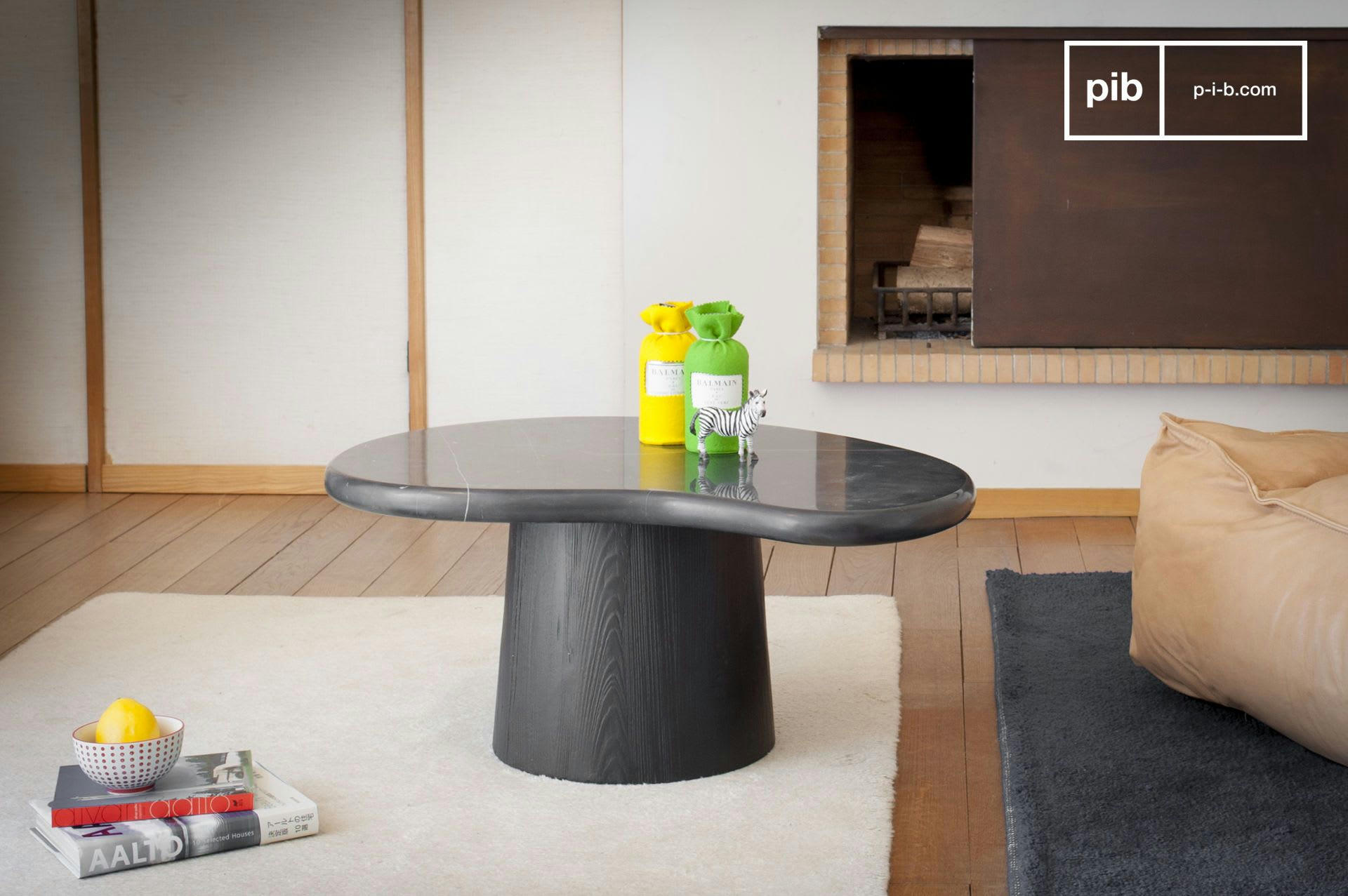 FASSOLA - Table de salon en marbre noir