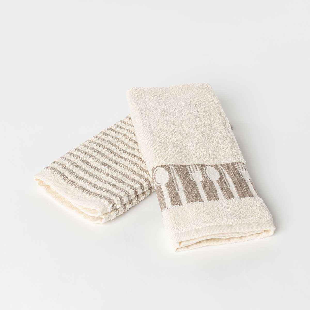 Conjunto De 2 Panos De Cozinha Bio Branco Em Algodão