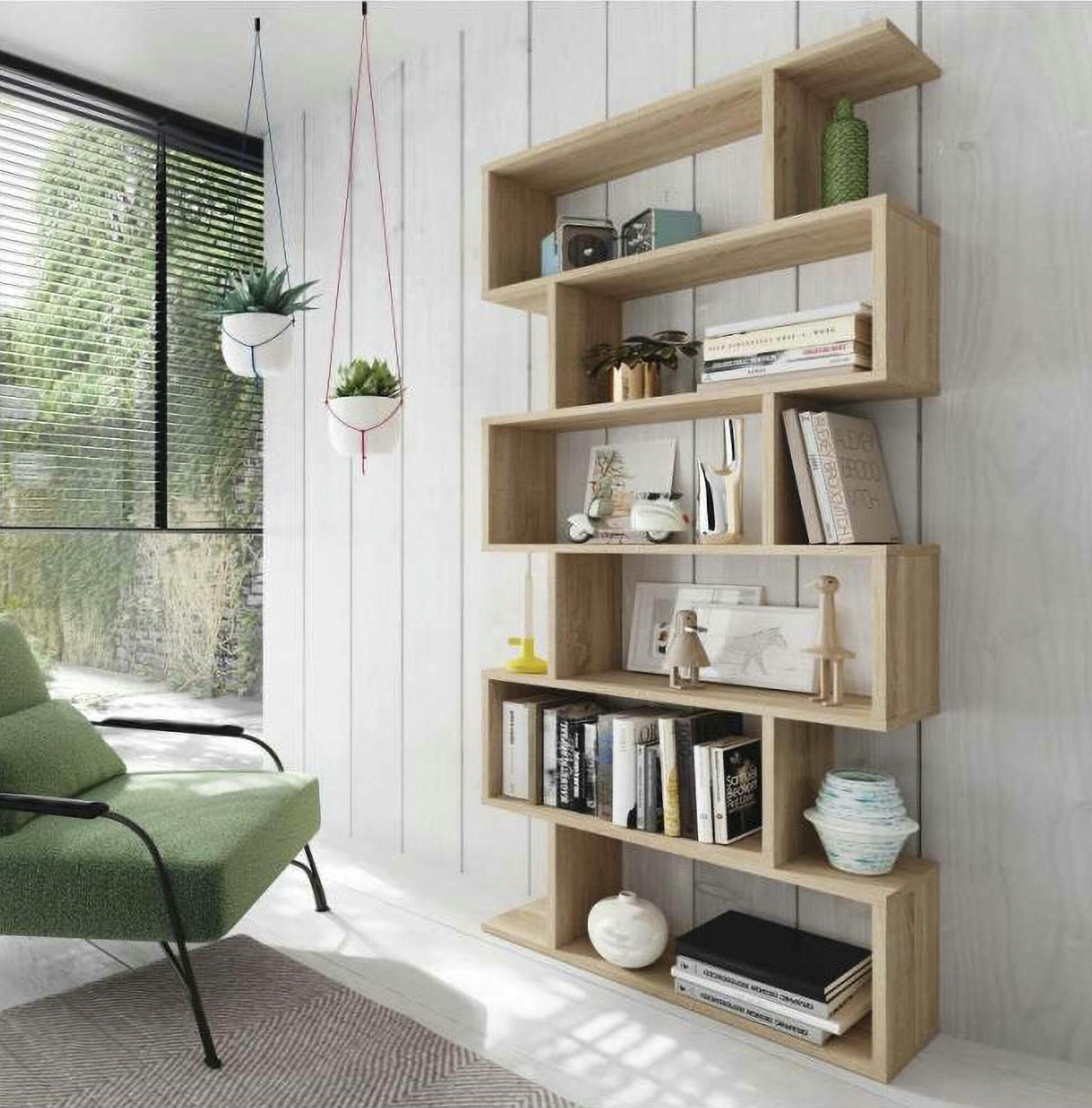 ALBAY - Bibliothèque effet bois chêne