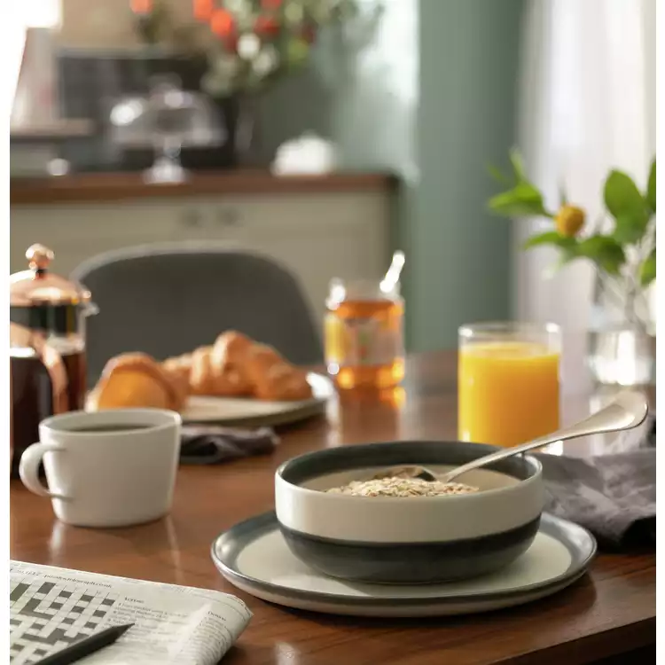 Habitat Stripe 12 Piece Stoneware Dinner Set - Multicoloured