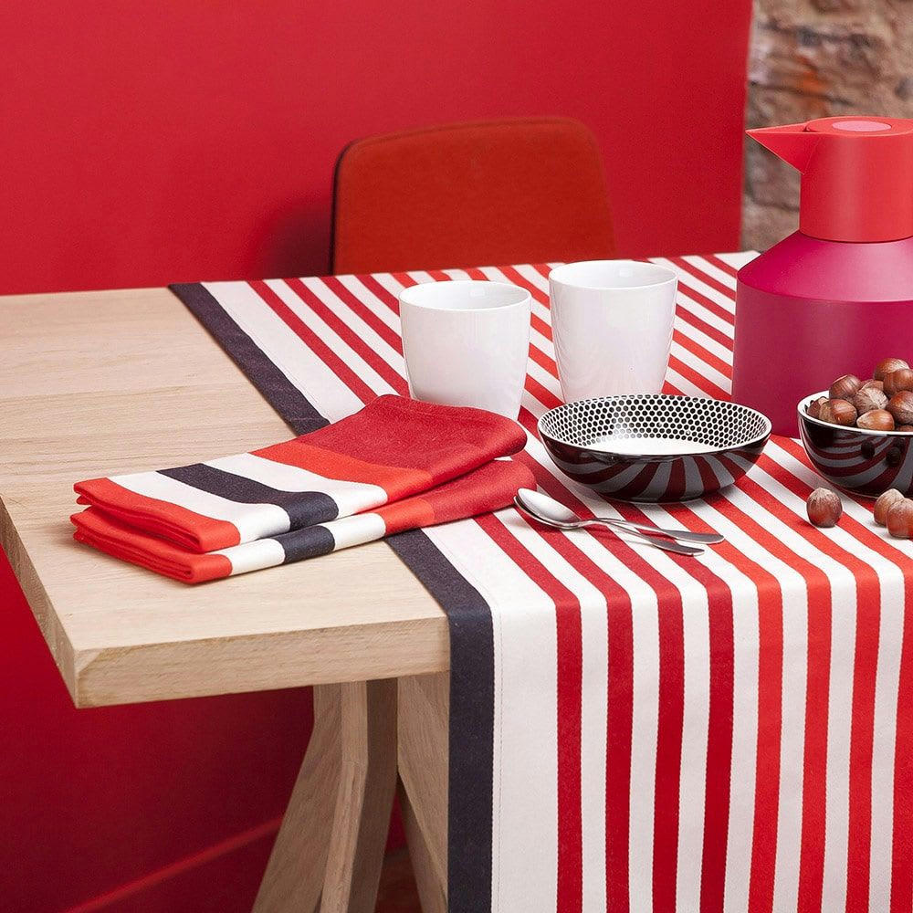 AINHOA - Serviette de table coton Rouge 50x50 cm