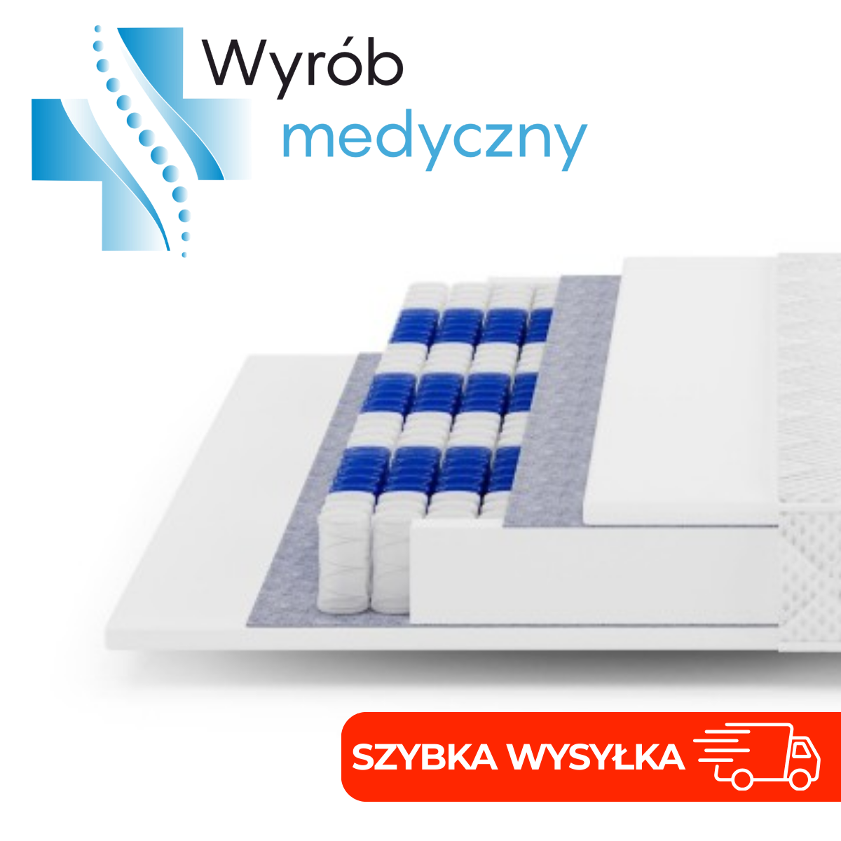 Materac Medyczny Sprężynowy 7-Strefowy MEDIRO FORM 90x200 H2