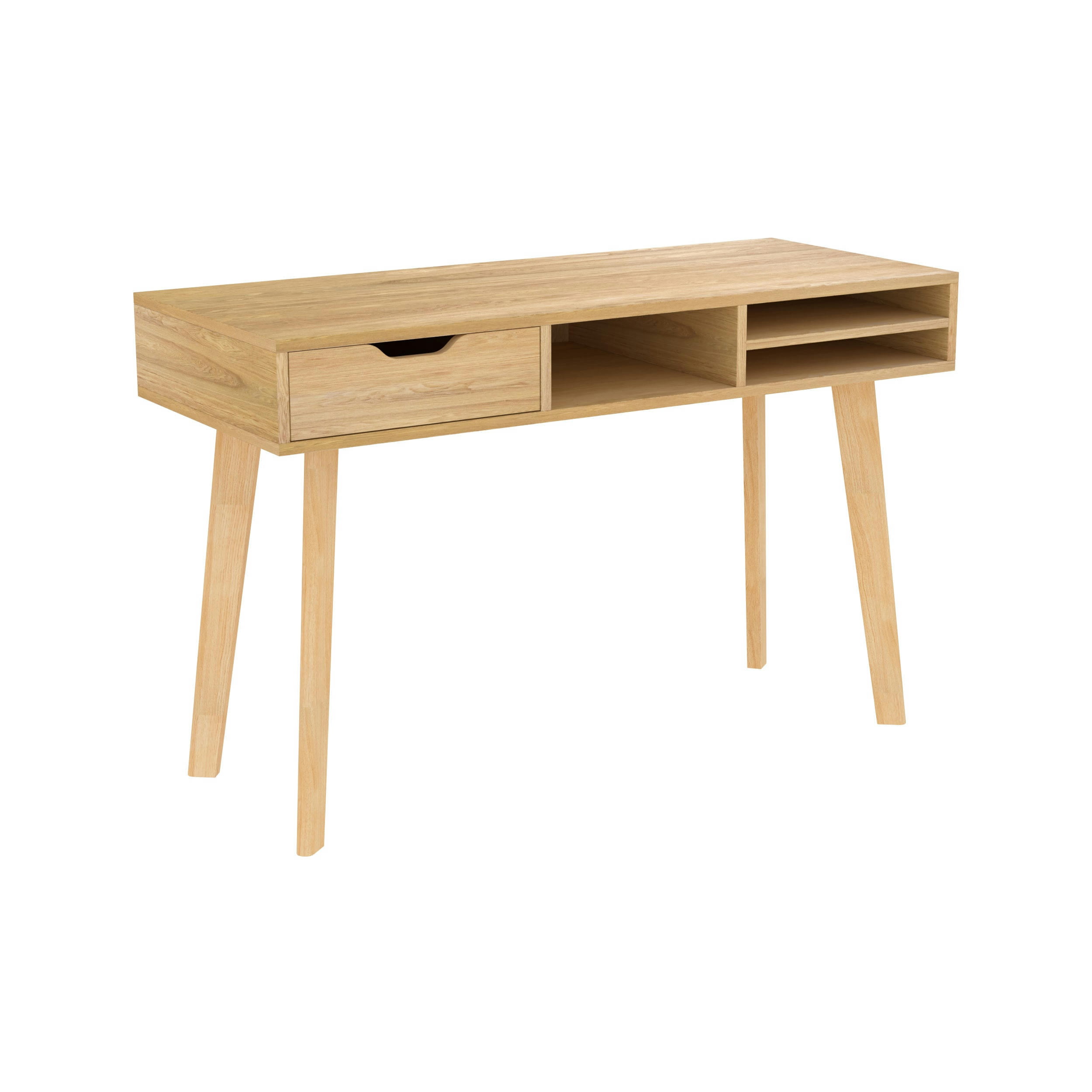 MOKA - Bureau 1 tiroir et 3 niches en bois clair