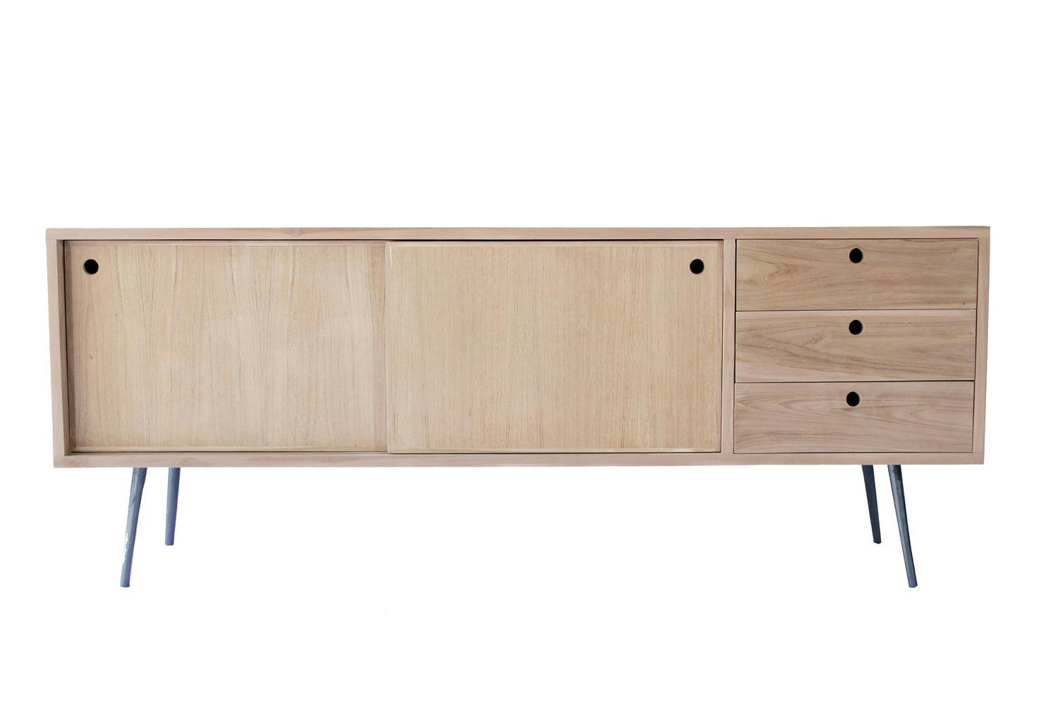 ROMA - Meuble TV scandinave en teck 2 portes et 3 tiroirs