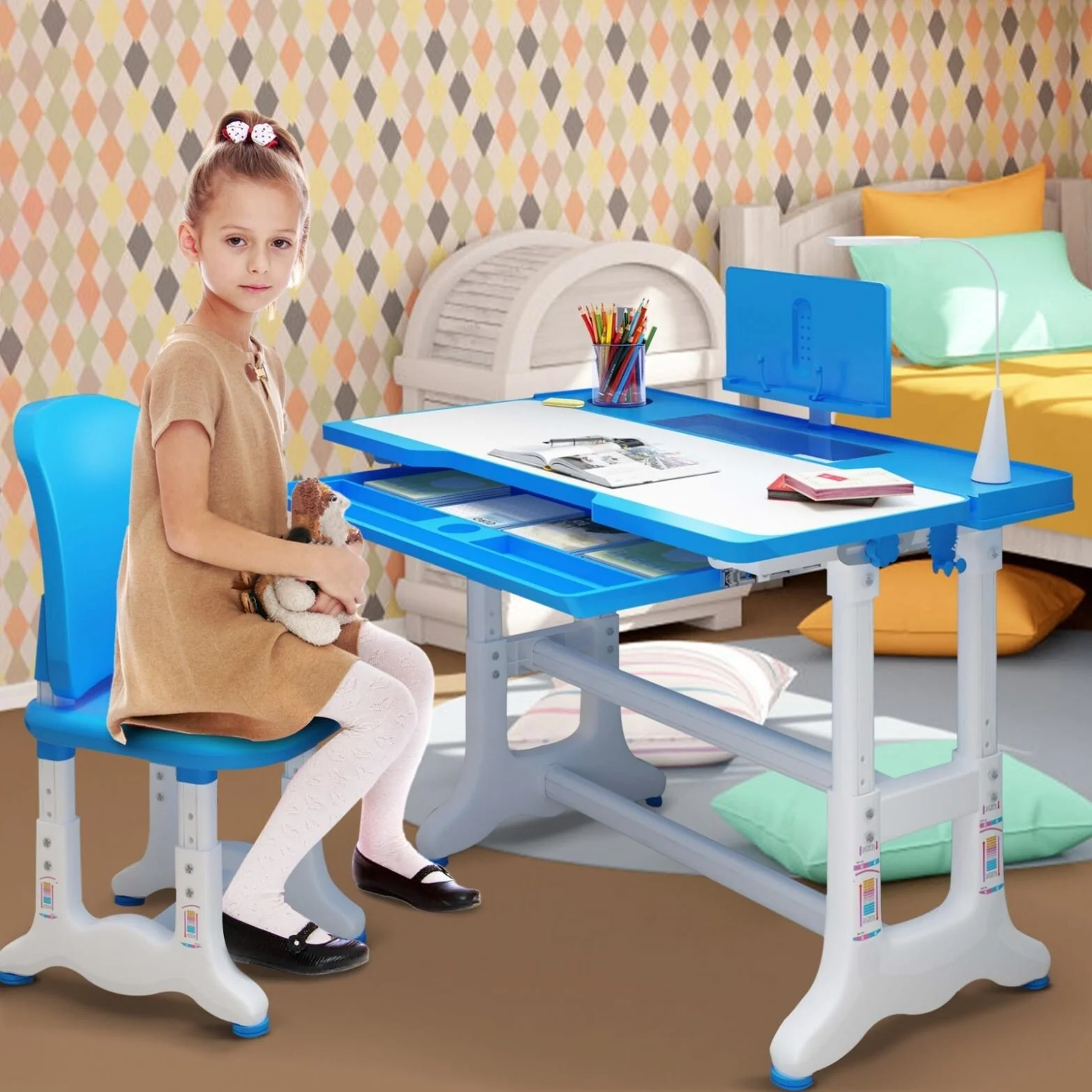 Children's Writing Desk Multifunctional Lifting Home Primary School Desk - 27.56' x 19.29'