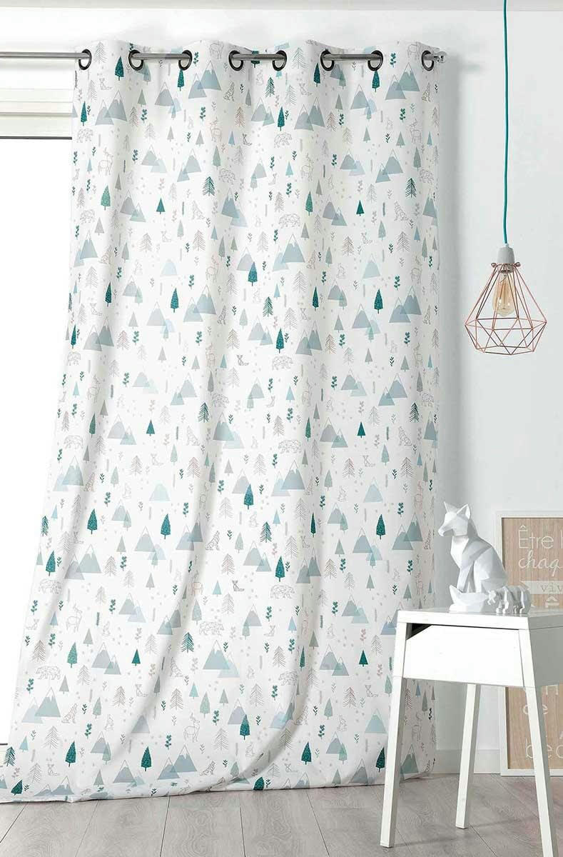 - Rideau enfant esprit nordique vert 26x14