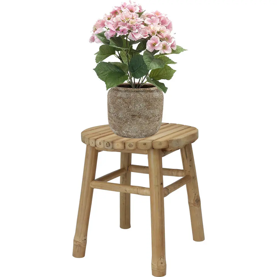 H&S Collection Krukje - plantentafel - bamboe - bruin - 35x38 cm