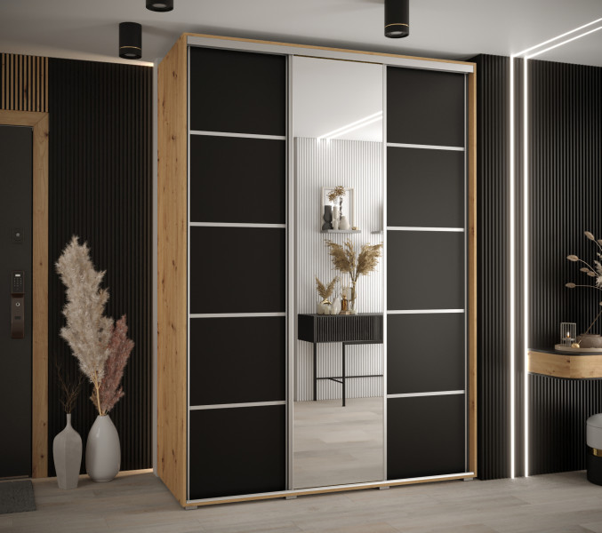 Szafa przesuwna 60 wysoka Davos 5 180 artisan czarny srebrny