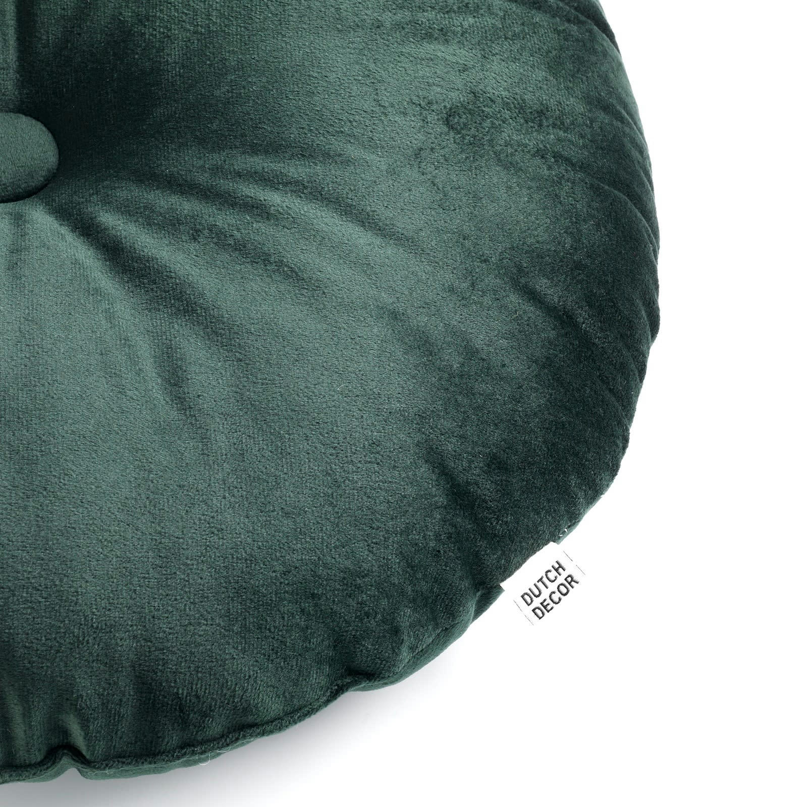 OLLY - Coussin rond vert en velours 40 cm uni