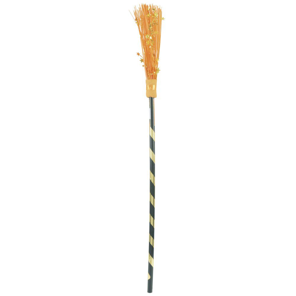 Balai sorcière Halloween fluo décor étoile H93 cm