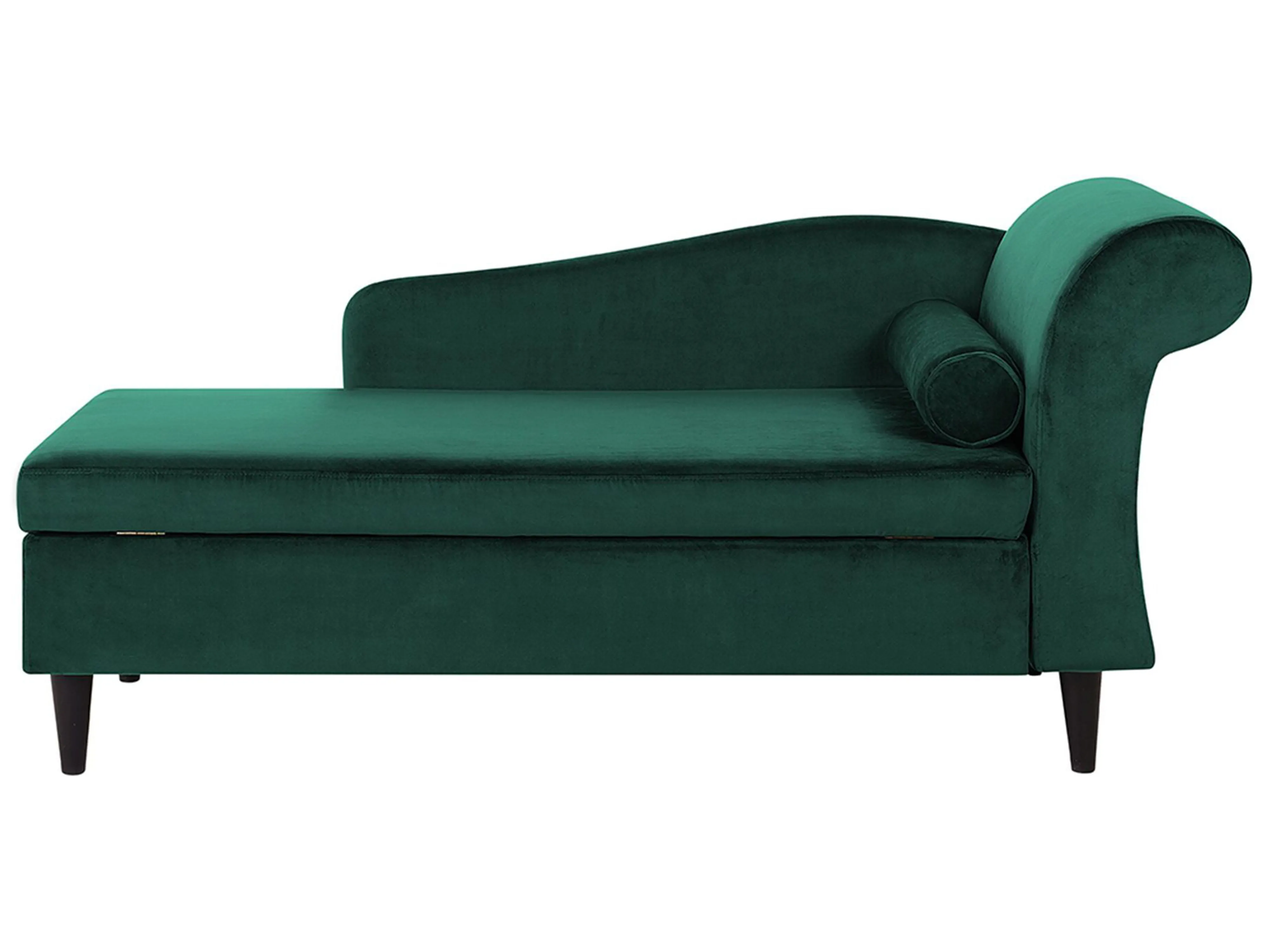 Left-Hand Chaise Longue LUIRO Velvet Emerald Green with Storage