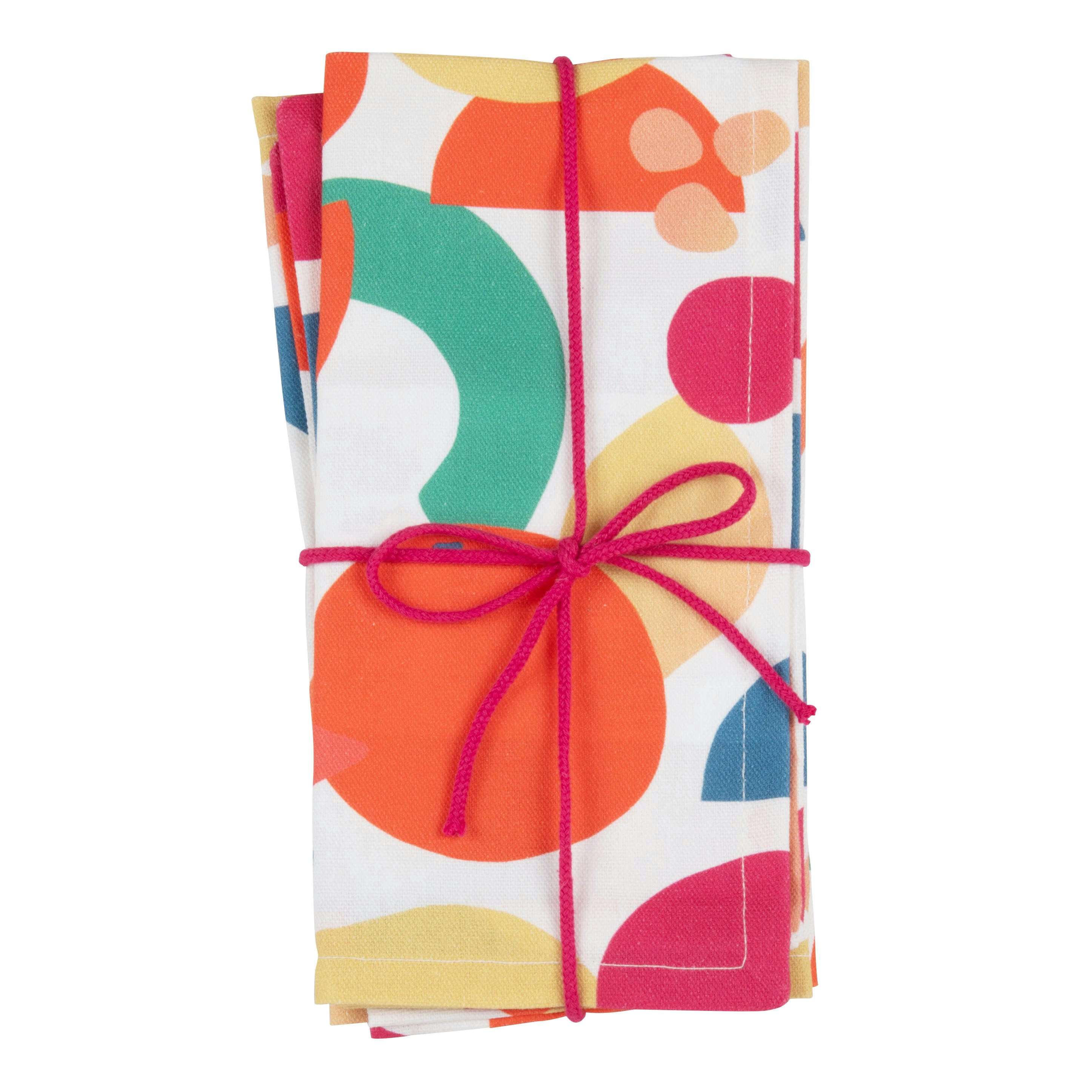 LEIREIA - Serviettes en coton biologique imprimé fruits multicolores 45x45 (x2)