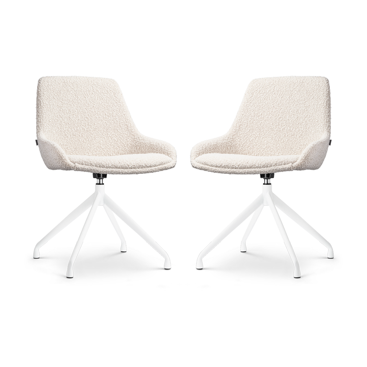 Nolon Nola-Isa Draaibare Eetkamerstoelen Bouclé Beige - Wit - 2x
