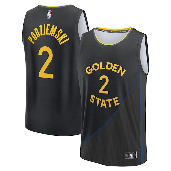 Brandin Podziemski Golden State Warriors  Fast Break Replica Player Jersey - Statement Edition - Black