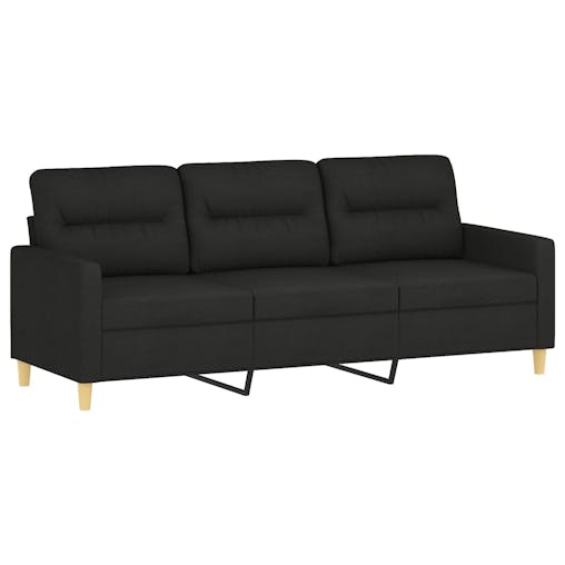 NNEVL 3 Piece Sofa Set with Pillows Black Fabric
